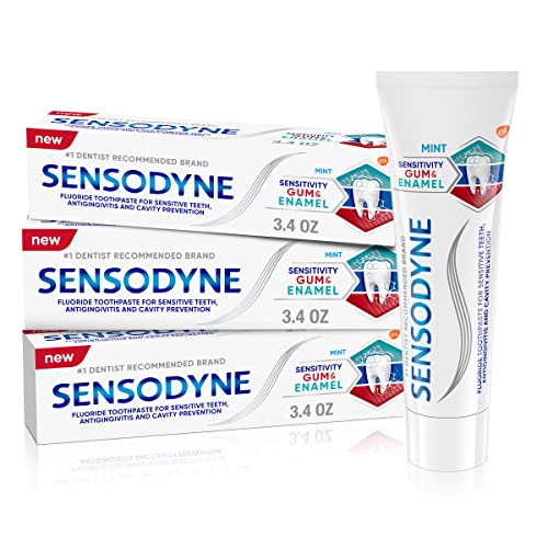 Sensodyne Toothpaste Sensitivity Gum and Enamel, Triple Protection, Refreshing Fluoride Toothpaste, Mint Flavor - 3.4 Ounces x 3