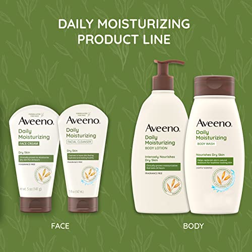 Aveeno Daily Moisturizing Face Cleanser with Soothing Oat, Easy-to-Rinse Cleanser Removes Dirt, Oil & Other Impurities & Leaves Skin Feeling Soft & Supple, Fragrance-Free, 12 fl. oz