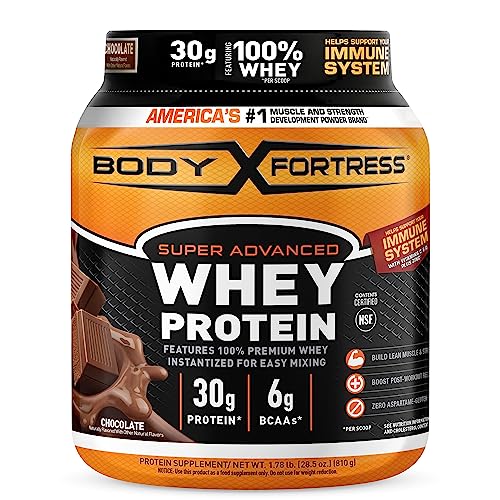 Body Fortress Super Advanced Whey Protein Powder, Vanilla, Immune Support (1), Vitamins C & D Plus Zinc, 1.74 lbs