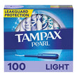 Tampax Pearl Tampons Light Absorbency, With Leakguard Braid, Unscented, 50 Count x 2 Packs (100 Count total)