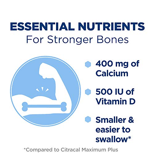 Citracal Petites, Highly Soluble, Easily Digested, 400 mg Calcium Citrate With 500 IU Vitamin D3, Bone Health Supplement for Adults, Relatively Small Easy-to-Swallow Caplets, 200 Count