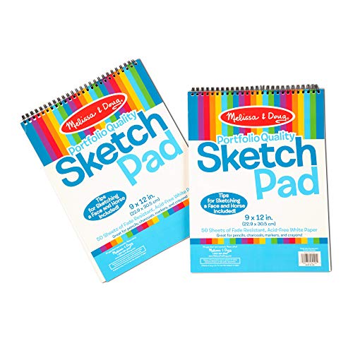 Melissa & Doug Sketch Pad (9 x 12 inches) - 50 Sheets, 2-Pack - Kids Drawing Paper, Drawing And Coloring Pad Art Supplies