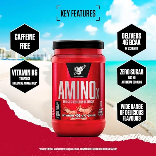 BSN Amino X Muscle Recovery & Endurance Powder with BCAAs, Intra Workout Support, 10 Grams of Amino Acids, Keto Friendly, Caffeine Free, Flavor: Grape, 30 Servings (Packaging May Vary)