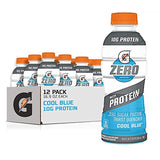 Gatorade Zero With Protein, 10g Whey Protein Isolate, Zero Sugar, vegetarian, Liquid Electrolytes, Cool Blue, 16.9 Fl Oz Bottle, 12 Pack