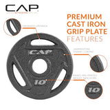 CAP Barbell 2-Inch Olympic Grip Weight Plate, 25 lb, Single Black