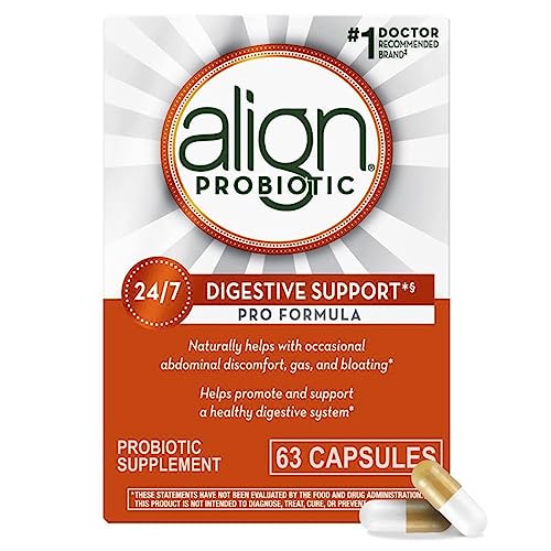 Align Probiotic, Pro Formula, Probiotics for Women and Men, Daily Probiotic Supplement for Digestive Health, Helps Soothe Occasional Abdominal Discomfort, Gas, and Bloating 63 Capsules