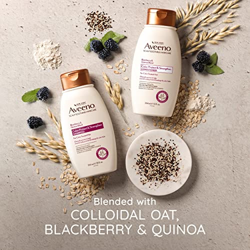 Aveeno Blackberry Quinoa Protein Blend Sulfate-Free Shampoo for Color-Treated Hair Protection, Daily Strengthening & Moisturizing Shampoo, Paraben & Dye-Free, 12 Fl Oz