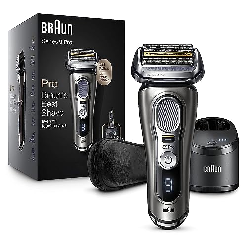 Braun Electric Razor for Men, Series 9 Pro 9465cc Wet & Dry Electric Foil Shaver with ProLift Beard Trimmer, Cleaning & Charging SmartCare Center, Noble Metal