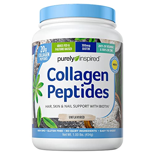 Purely Inspired Collagen Powder |Collagen Peptides Supplements for Women & Men | Collagen Protein Powder with Biotin | Paleo + Keto Certified | Unflavored, 1 lb (Packaging May Vary)