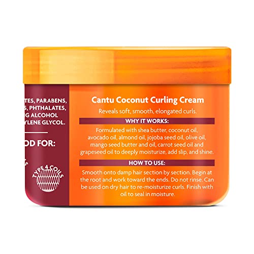 Cantu Coconut Curling Cream for Natural Hair with Pure Shea Butter, 12 oz (Pack of 2) (Packaging May Vary)