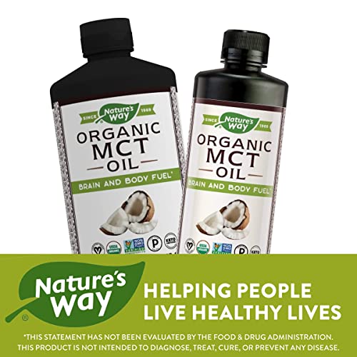 Nature's Way MCT Oil, Brain and Body Fuel from Coconuts*; Keto and Paleo Certified, Organic, Gluten Free, Non-GMO Project Verified, 30 Fl. Oz.