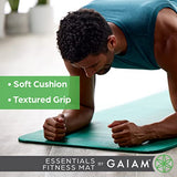 Gaiam Essentials Thick Yoga Mat - Fitness and Exercise Mat with Easy-Cinch Carrier Strap Included - Soft Cushioning and Textured Grip - Multiple Colors Options (Green, 72"L X 24"W X 2/5 Inch Thick)