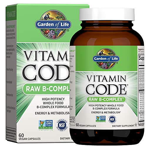 Garden of Life Raw B Complex - Vitamin Code - 120 Vegan Capsules, High Potency Vitamins for Energy & Metabolism with B2 Riboflavin, B1, B3, B6, Folate, B12 as Methylcobalamin & Biotin Plus Probiotics