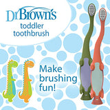 Dr. Brown's Baby and Toddler Toothbrush, Green and Orange Dinosaur 2-Pack, 1-4 Years