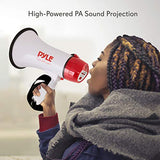 Pyle Megaphone Speaker PA Bullhorn - 20 Watts & Adjustable Vol Control w/ Built-in Siren & 800 Yard Range for Football, Baseball, Hockey, Cheerleading Fans & Coaches or for Safety Drills - PMP20