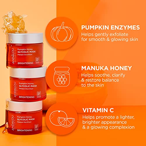 Andalou Naturals Brightening Mask, Pumpkin Honey Glycolic, 1.7 Ounce