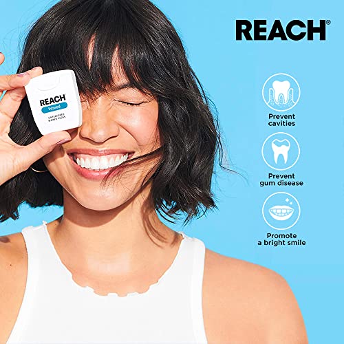 Reach Dentotape Waxed Dental Floss Bundle | Effective Plaque Removal, Extra Wide Cleaning Surface | Shred Resistance & Tension, Slides Smoothly & Easily, PFAS FREE | Unflavored, 100 YD, 6pk