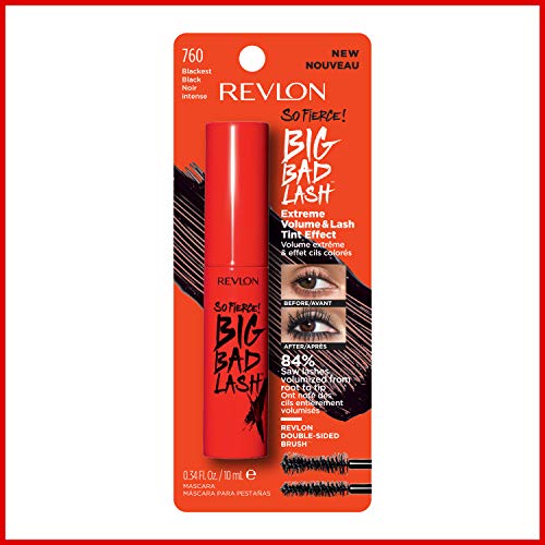 Revlon Mascara, So Fierce Big Bad Lash Eye Makeup, Volumizing, Lasts up to 24 Hours, No Clump, Smudge Proof, Flake Proof, Blackest Black (760), 0.34 Fl Oz