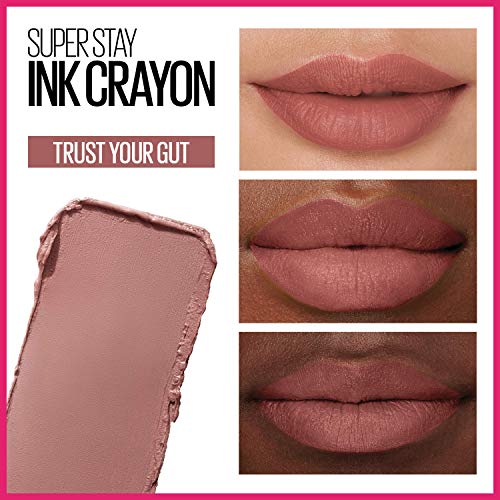 Maybelline New York Super Stay Ink Crayon Lipstick Makeup, Precision Tip Matte Lip Crayon with Built-in Sharpener, Longwear Up To 8Hrs, On The Grind, Purple Mauve Pink, 1 Count