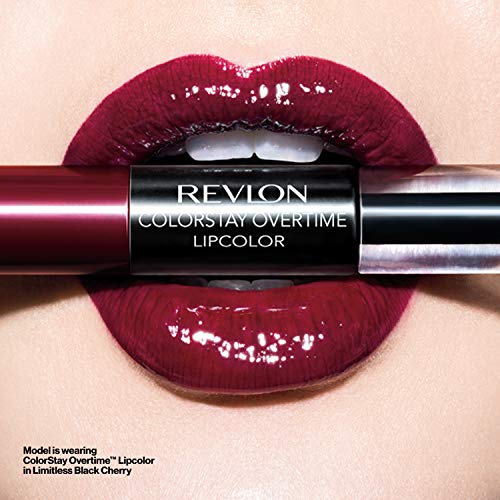 Revlon Liquid Lipstick with Clear Lip Gloss, ColorStay Face Makeup, Overtime Lipcolor, Dual Ended with Vitamin E in Pink, Infinite Raspberry (005), 0.07 Oz