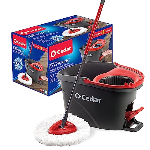 O-Cedar Easywring Microfiber Spin Mop & Bucket Floor Cleaning System with 4 Extra Refills