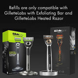 Gillette Labs Mens Razor Blade Refills with Exfoliating Bar Compatible Only with Gillette Labs Razors with Exfoliating Bar and Heated Razor, 4 Razor Blade Cartridges