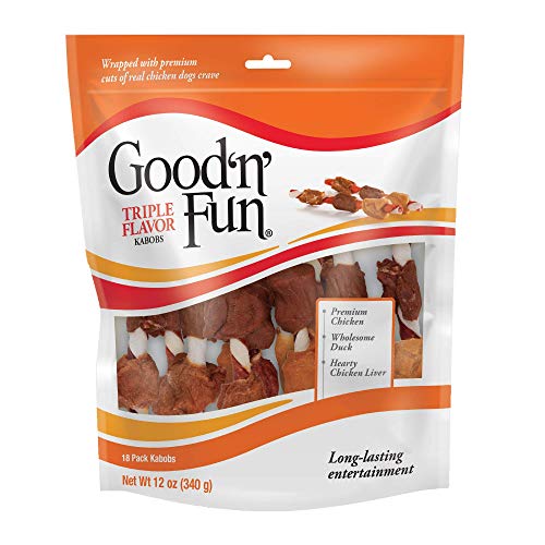 Good'N'Fun Triple Flavored Rawhide Kabobs For Dogs, 4-Ounce