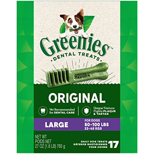 GREENIES Original Large Natural Dog Dental Care Chews Oral Health Dog Treats, 6 oz. Pack (4 Treats)