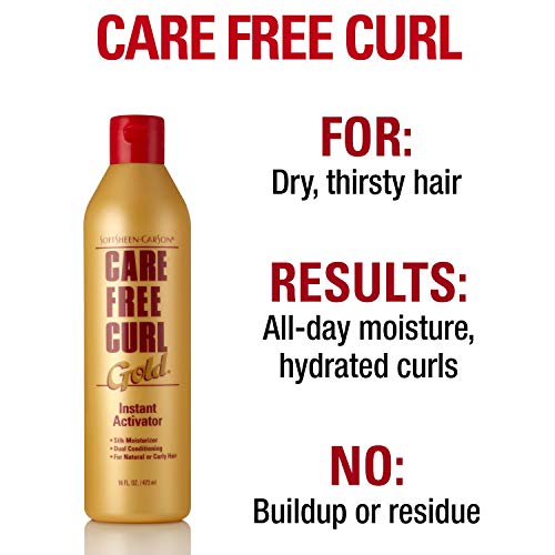 SoftSheen-Carson Care Free Curl Gold Instant Activator, for Natural and Curly Hair, Softens and Hydrates, Moisturizes Hair and Great for Easy Combing, 16 fl oz