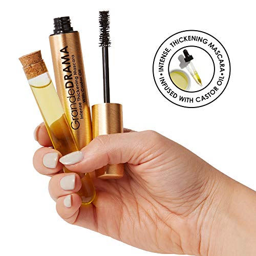 Grande Cosmetics GrandeDRAMA Intense Thickening Mascara with Castor Oil, Volumizing, Conditioning, Buildable Formula