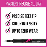 Maybelline Eyestudio Master Precise All Day Waterproof Liquid Eyeliner Makeup, Black, 2 Count