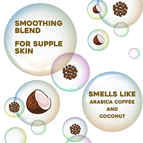 OGX Smoothing + Coconut Coffee Exfoliating Body Scrub with Arabica Coffee & Coconut Oil, Moisturizing Body Wash for Dry Skin, Paraben-Free with Sulfate-Free Surfactants, 19.5 Fl Oz (pack of 3)