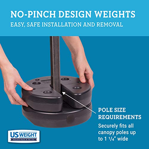 US Weight Tailgater Canopy Weights Set of 4 with No-Pinch Design for Easy Installation, and Removal to Secure Tents, Canopies, and Umbrellas at Outdoor Events 40 pounds