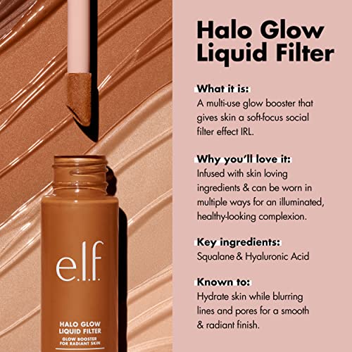 e.l.f. Halo Glow Liquid Filter, Complexion Booster For A Glowing, Soft-Focus Look, Infused With Hyaluronic Acid, Vegan & Cruelty-Free, 5 Medium/Tan