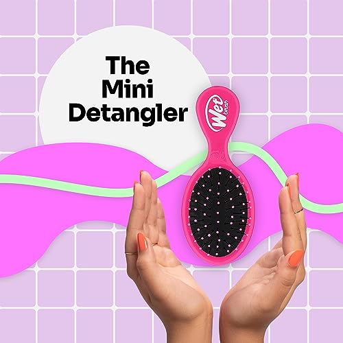 Wet Brush Detangling Brush, Mini Detangler Brush (Pink) - Wet & Dry Tangle-Free Hair Brush for Women & Men - No Tangle Soft & Flexible Bristles for Straight, Curly, & Thick Hair