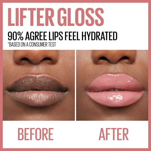 Maybelline New York Lifter Gloss, Hydrating Lip Gloss with Hyaluronic Acid, High Shine for Plumper Looking Lips, Opal, Pink Neutral, 0.18 Ounce