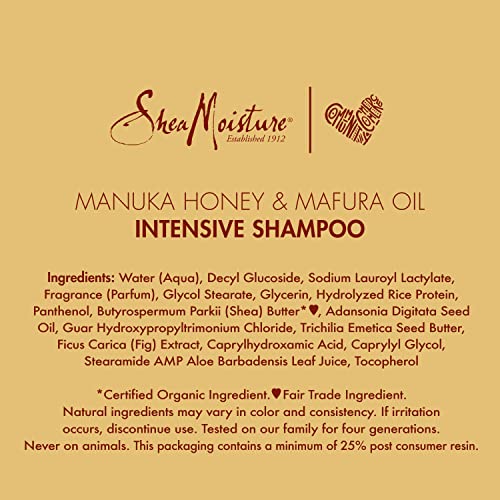 SheaMoisture Intensive Hydration Shampoo for Dry, Damaged Hair Manuka Honey and Mafura Oil Sulfate-Free 13 oz