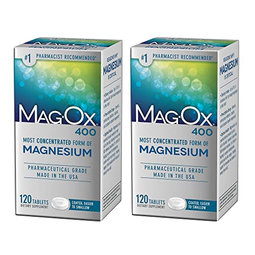 Mag-Ox Magnesium Supplement, Pharmaceutical Grade Magnesium Oxide 483mg, Most Concentrated Form of Magnesium, 120 Tablets