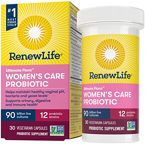 Renew Life Probiotics for Women, 90 Billion CFU Guaranteed, Probiotic Supplement for Digestive, Vaginal & Immune Health, Shelf Stable, Soy, Dairy & Gluten Free, 60 Capsules