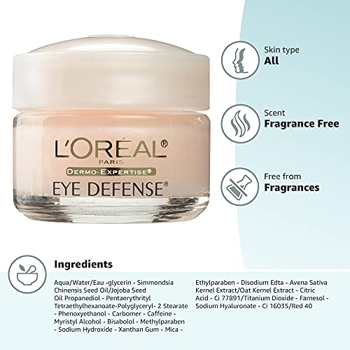 LOreal Paris Dermo-Expertise Eye Defense Eye Cream with Caffeine and Hyaluronic Acid 0.5 oz