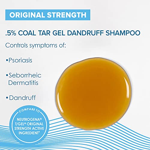 True+Real Therapeutic Plus Tar Gel Anti-Dandruff Shampoo Original Strength 0.5% Coal Tar, 16 Fl Oz, Pack of 2