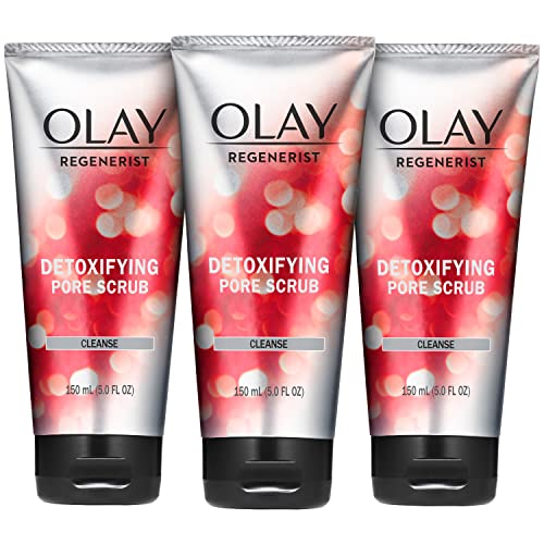 Facial Cleanser by Olay Regenerist, Detoxifying Pore Scrub & Exfoliator, 5 Fl Oz (Pack of 3)