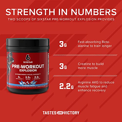 Six Star Pre Workout PreWorkout Explosion Pre Workout Powder for Men & Women PreWorkout Energy Powder Drink Mix Sports Nutrition Pre-Workout Products ICY Rocket Freeze(30 Servings)