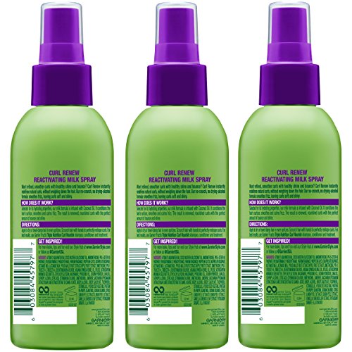 Garnier Fructis Style Curl Renew Reactivating Milk Spray, for Naturally Curly Hair, 5.0 Fl Oz, 3 Count (Packaging May Vary)