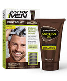 Just For Men Control GX Grey Reducing Shampoo, Gradual Hair Color for Stronger and Healthier Hair, 4 Fl Oz - Pack of 3 (Packaging May Vary)