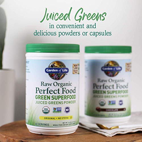 Garden of Life Raw Organic Perfect Food Alkalizer & Detoxifier Juiced Greens Superfood Powder - Lemon Ginger, 30 Servings - Non-GMO, Gluten Free Whole Food Dietary Supplement, Plus Probiotics