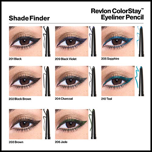 Revlon ColorStay Pencil Eyeliner with Built-in Sharpener, Waterproof, Smudgeproof, Longwearing Eye Makeup with Ultra-Fine Tip, 201 Black, 2 Pack