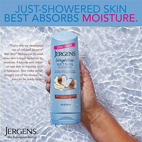 Jergens Wet Skin Body Moisturizer With Coconut Oil, In Shower Lotion For Dry Skin 10 Fl Oz (Pack of 3)