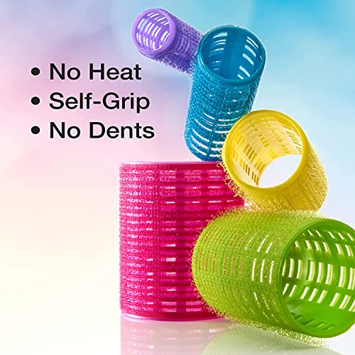 Conair Self Grip Extra Large Hair Rollers, Hair Curlers, Self Grip Hair Rollers, Hot Pink, 9 Pack with Storage Bag