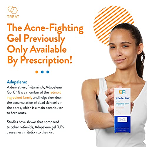 Acne Free Adapalene Gel 0.1%, Once-Daily Topical Retinoid Acne Treatment, Dermatologist Developed, Unclogs Pores and Clears Acne, Prevents and Improve Whiteheads and Blackheads, 1.6 Ounces